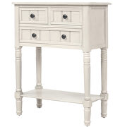 Ivory white narrow console table, slim sofa table with three storage drawers additional photo 2 of 12