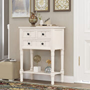 Ivory white narrow console table, slim sofa table with three storage drawers by La Spezia additional picture 13