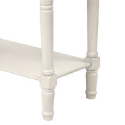 Ivory white narrow console table, slim sofa table with three storage drawers additional photo 3 of 12