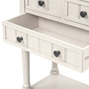 Ivory white narrow console table, slim sofa table with three storage drawers by La Spezia additional picture 7