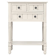 Ivory white narrow console table, slim sofa table with three storage drawers by La Spezia additional picture 9