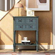 Navy narrow console table, slim sofa table with three storage drawers by La Spezia additional picture 14