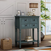 Navy narrow console table, slim sofa table with three storage drawers by La Spezia additional picture 10