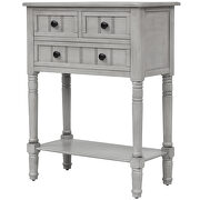 Gray wash narrow console table, slim sofa table with three storage drawers by La Spezia additional picture 12