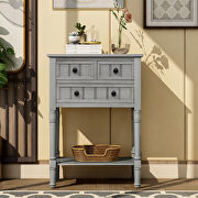 Gray wash narrow console table, slim sofa table with three storage drawers by La Spezia additional picture 13