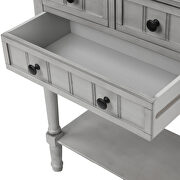 Gray wash narrow console table, slim sofa table with three storage drawers by La Spezia additional picture 6