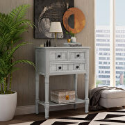 Gray wash narrow console table, slim sofa table with three storage drawers by La Spezia additional picture 8