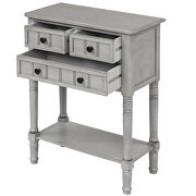 Gray wash narrow console table, slim sofa table with three storage drawers by La Spezia additional picture 9