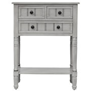 Gray wash narrow console table, slim sofa table with three storage drawers by La Spezia additional picture 10