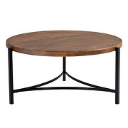 Brown wood top round coffee table industrial style additional photo 3 of 12