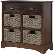 Espresso rustic storage cabinet with two drawers and four classic rattan basket by La Spezia additional picture 2