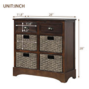 Espresso rustic storage cabinet with two drawers and four classic rattan basket by La Spezia additional picture 11