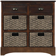 Espresso rustic storage cabinet with two drawers and four classic rattan basket by La Spezia additional picture 12