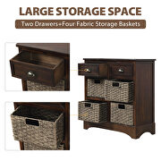 Espresso rustic storage cabinet with two drawers and four classic rattan basket by La Spezia additional picture 13