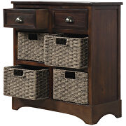 Espresso rustic storage cabinet with two drawers and four classic rattan basket by La Spezia additional picture 14