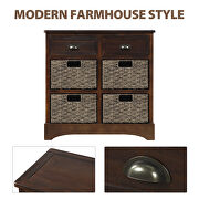 Espresso rustic storage cabinet with two drawers and four classic rattan basket by La Spezia additional picture 16