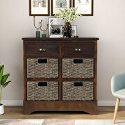 Espresso rustic storage cabinet with two drawers and four classic rattan basket by La Spezia additional picture 17