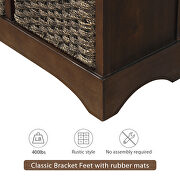 Espresso rustic storage cabinet with two drawers and four classic rattan basket by La Spezia additional picture 18