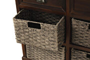 Espresso rustic storage cabinet with two drawers and four classic rattan basket by La Spezia additional picture 4