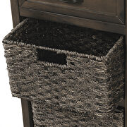 Brown gray rustic storage cabinet with two drawers and four classic rattan basket additional photo 2 of 16