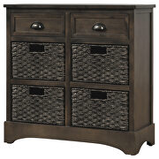 Brown gray rustic storage cabinet with two drawers and four classic rattan basket by La Spezia additional picture 12