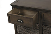 Brown gray rustic storage cabinet with two drawers and four classic rattan basket additional photo 5 of 16