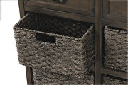Brown gray rustic storage cabinet with two drawers and four classic rattan basket by La Spezia additional picture 6