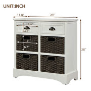 White rustic storage cabinet with two drawers and four classic rattan basket by La Spezia additional picture 11