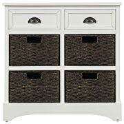 White rustic storage cabinet with two drawers and four classic rattan basket by La Spezia additional picture 12