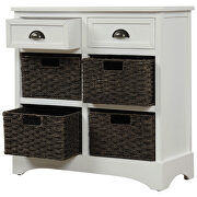 White rustic storage cabinet with two drawers and four classic rattan basket by La Spezia additional picture 14