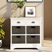 White rustic storage cabinet with two drawers and four classic rattan basket by La Spezia additional picture 16