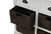 White rustic storage cabinet with two drawers and four classic rattan basket additional photo 3 of 16