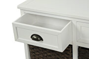 White rustic storage cabinet with two drawers and four classic rattan basket additional photo 5 of 16