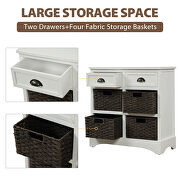 White rustic storage cabinet with two drawers and four classic rattan basket by La Spezia additional picture 10