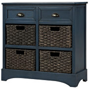 Antique navy rustic storage cabinet with two drawers and four classic rattan basket by La Spezia additional picture 2