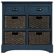 Antique navy rustic storage cabinet with two drawers and four classic rattan basket by La Spezia additional picture 13