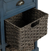Antique navy rustic storage cabinet with two drawers and four classic rattan basket additional photo 4 of 13