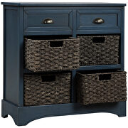 Antique navy rustic storage cabinet with two drawers and four classic rattan basket by La Spezia additional picture 9