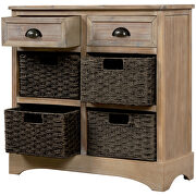 White washed rustic storage cabinet with two drawers and four classic rattan basket by La Spezia additional picture 11