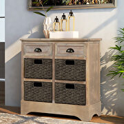 White washed rustic storage cabinet with two drawers and four classic rattan basket by La Spezia additional picture 15