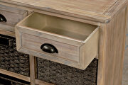 White washed rustic storage cabinet with two drawers and four classic rattan basket by La Spezia additional picture 5