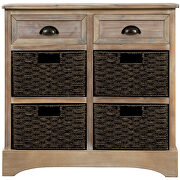 White washed rustic storage cabinet with two drawers and four classic rattan basket by La Spezia additional picture 9
