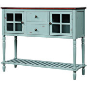 Retro blue farmhouse wood/glass buffet storage cabinet additional photo 4 of 10