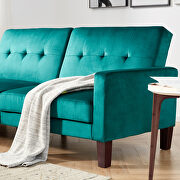 Sofa bed teal velvet fabric upholstery living room sofa by La Spezia additional picture 12