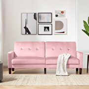 Sofa bed pink velvet fabric upholstery living room sofa additional photo 5 of 15