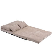 Beige suede sofa bed adjustable folding futon sofa additional photo 5 of 10