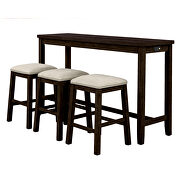 Brown 4-piece counter height table set with socket and leather padded stools by La Spezia additional picture 6