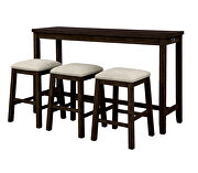 Brown 4-piece counter height table set with socket and leather padded stools by La Spezia additional picture 8
