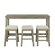 Gray/ green 4-piece counter height table set with socket and leather padded stools by La Spezia additional picture 2