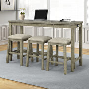 Gray/ green 4-piece counter height table set with socket and leather padded stools by La Spezia additional picture 12
